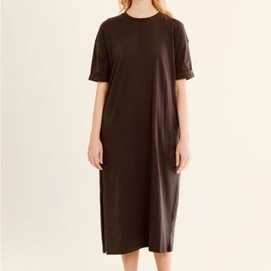 Mod ref shift Burgundy Midi Dress side slits lounge relaxed casual chic boho co